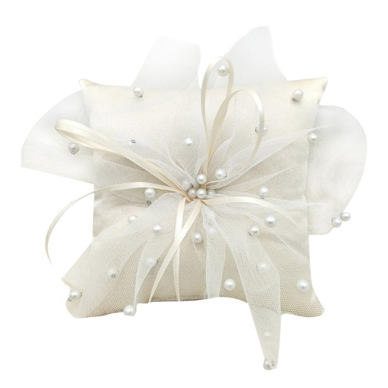 Ring Bearer Pillow - 31BB handgemaakte parels kussen witte ringen