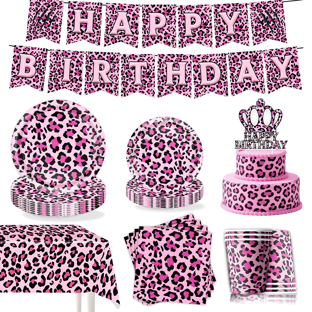 Wedding Supply Kit - Roze Luipaardprint Verjaardagsfeestje Benodigdheden Decor Kit