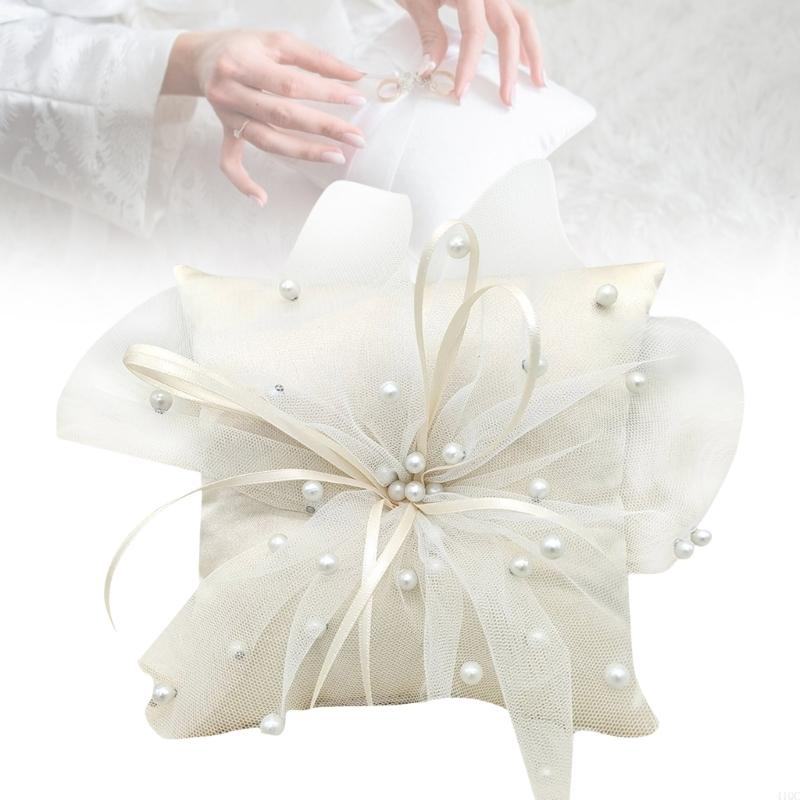 Ring Bearer Pillow - Handgemaakte kussen witte ringen aan toonder