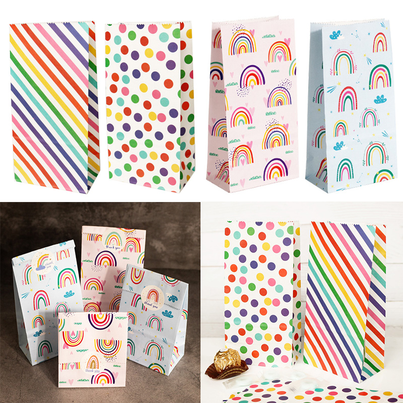 Wedding Favor Box - Kleine papieren zakken Regenboog bedrukte snoepkoekjestas