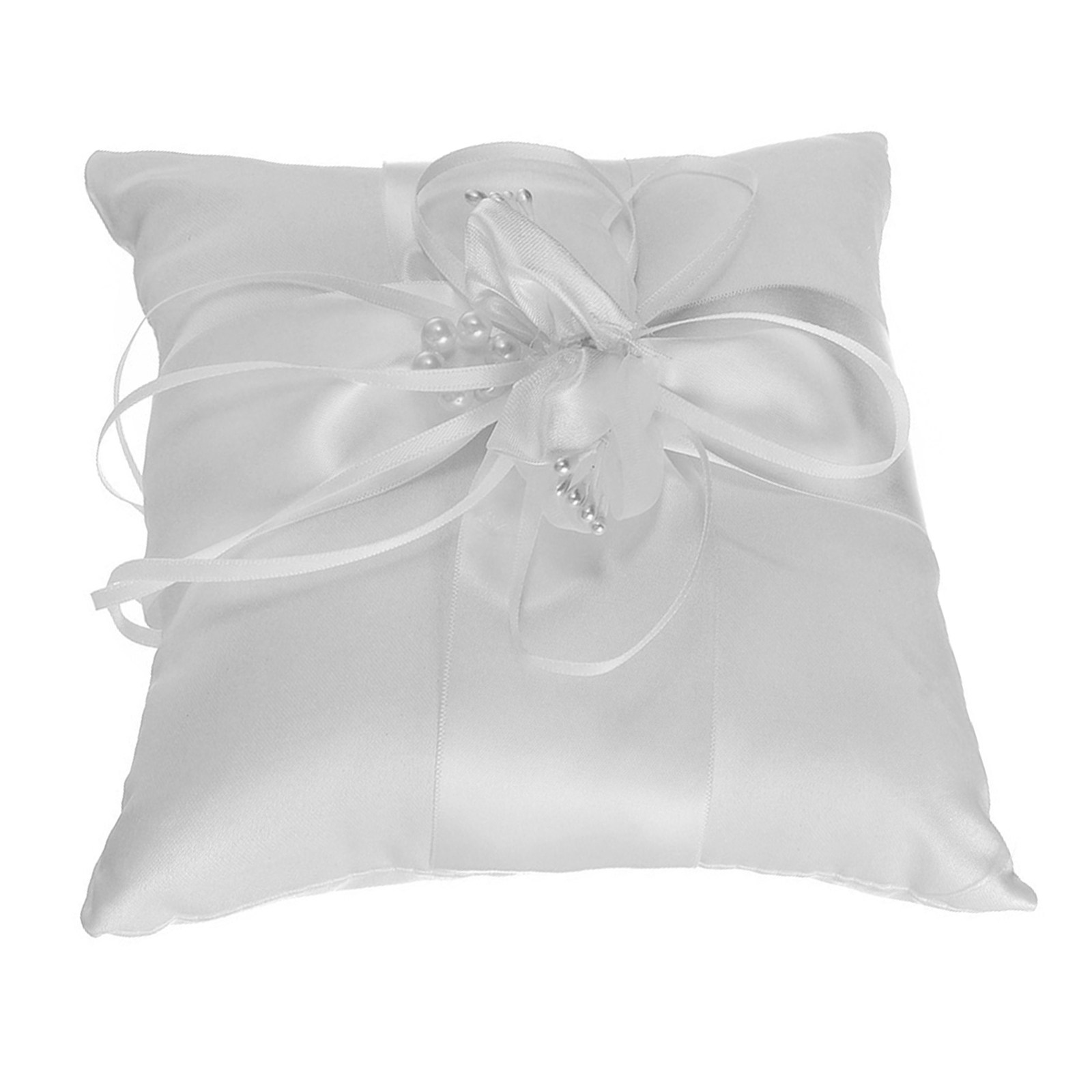 Ring Bearer Pillow - Elegant Parel Bloem Bruidsring Kussen 15x15cm