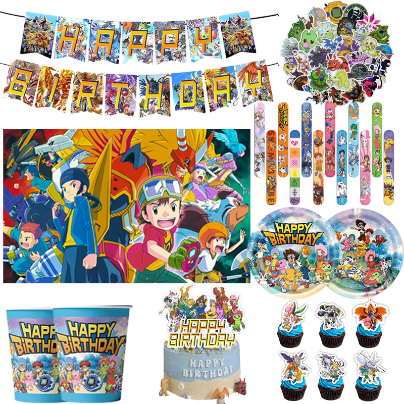 Wedding Supply Kit - Digimon thema verjaardagsparty benodigdheden: papieren borden,