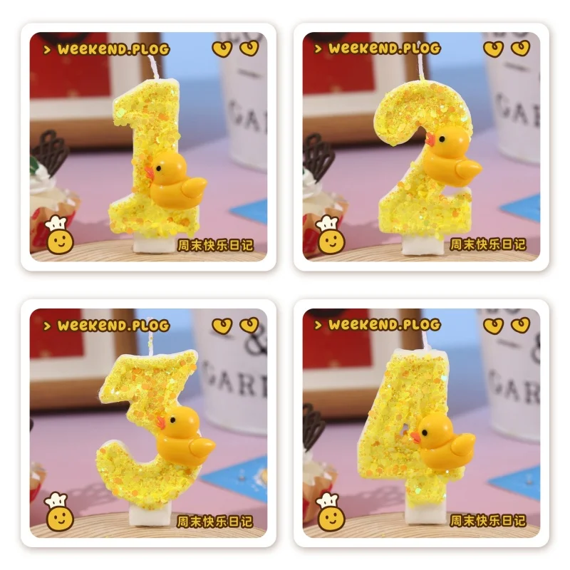 Unity Candle Set - 3D Mini Gele Eenden Thema Kaarsen
