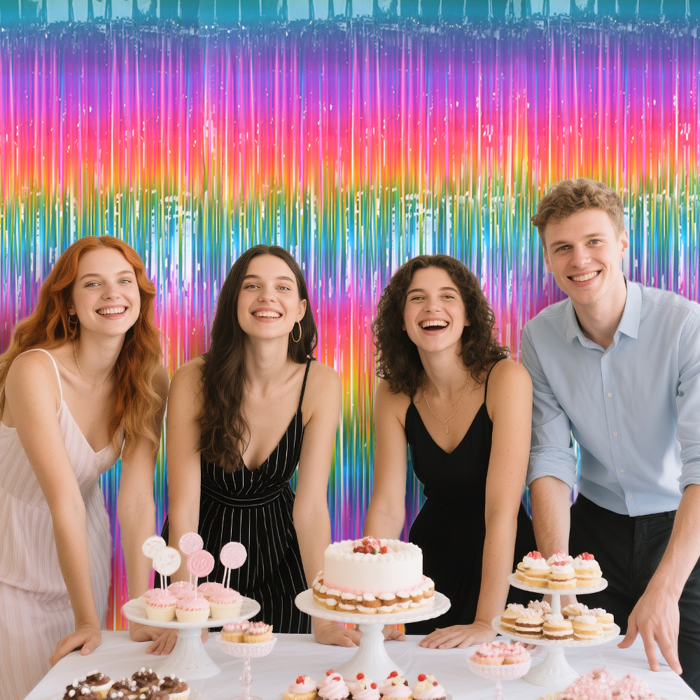 Regenboogfolie franje gordijn  - Wedding Backdrop Curtain recensie en prijs